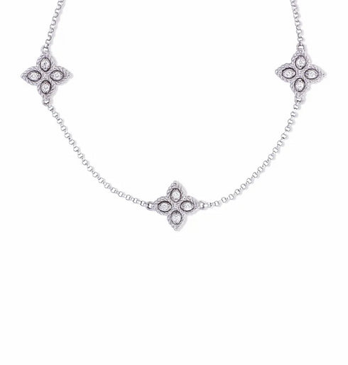 18kt white gold Princess Flower diamond bracelet
